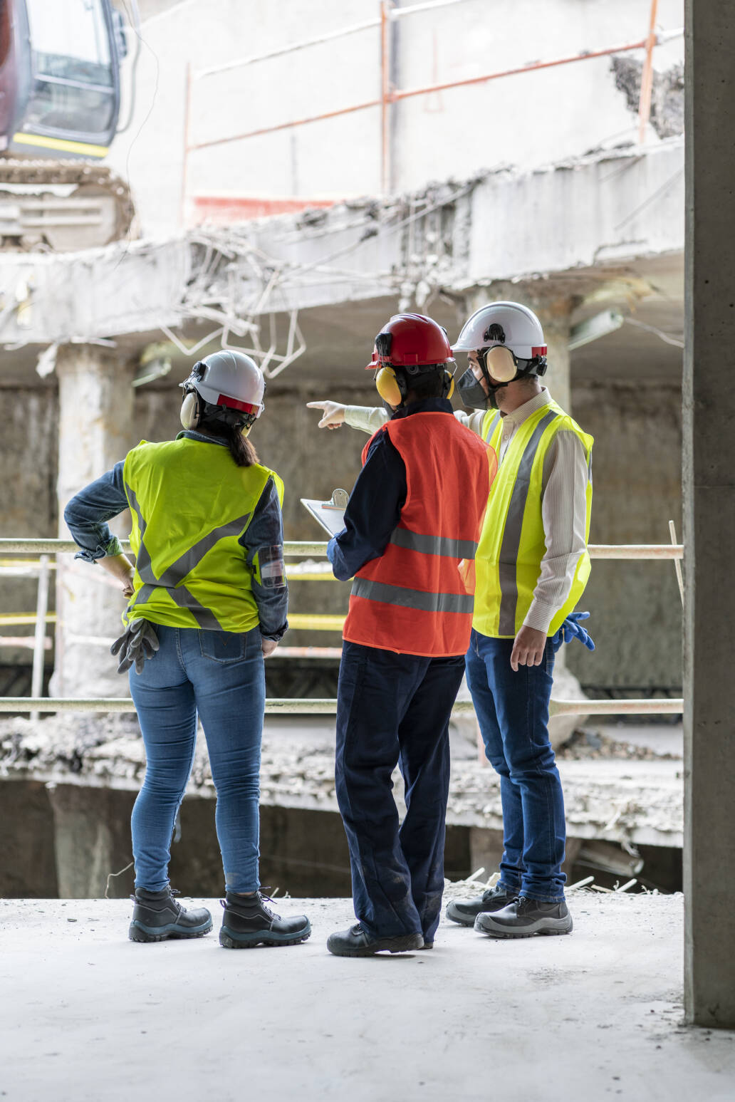 group of construction site workers