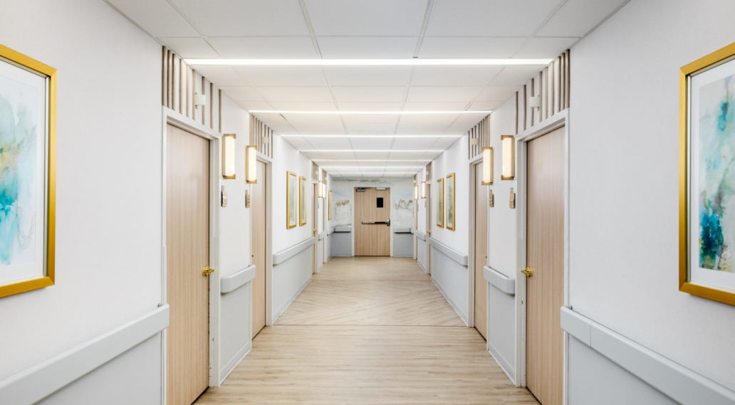 Healthcare building hallway