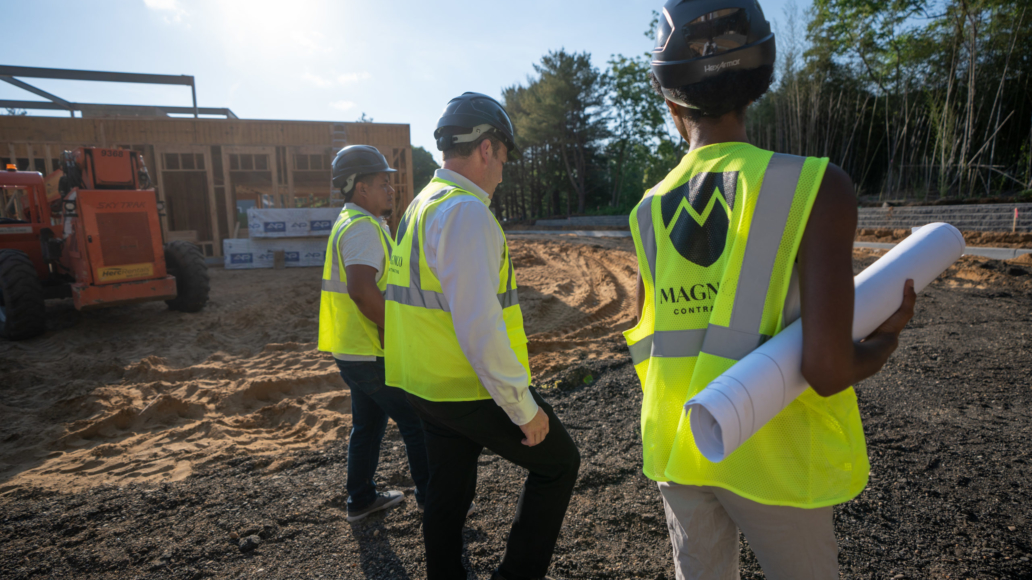 Group on construction site